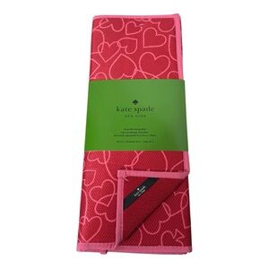 Kate Spade New York Heart Print Reversible Drying Mats Set of 2 Pink & Red NWT